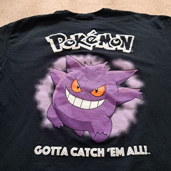 Pokemon T-Shirt Black Size Large Mens Gengar Cotton Short Sleeve Crewneck - Picture 9 of 10